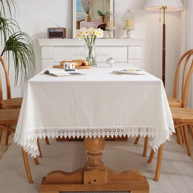 Lace Tablecloth Cotton Hollow White Embroidery Coffee Table Table Cover Table Cloth Wedding Party Banquet Decor