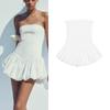 Summer New Women Clothes French Style Sexy Style Balloon Hem Straight Collar Temperament Tube Top Dress 0264352