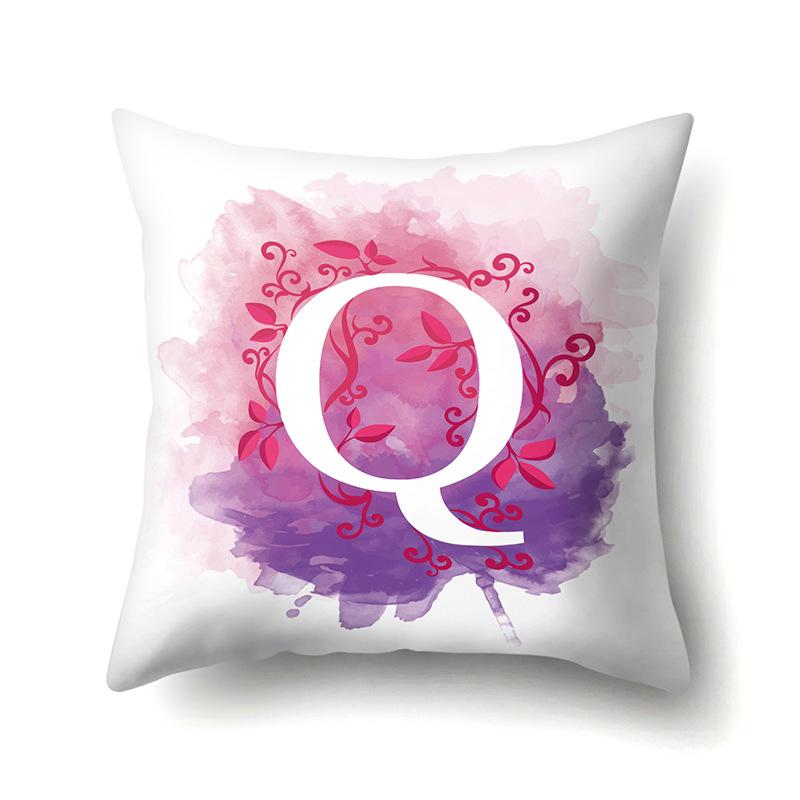 

Polyester Pillow Case Home Car Ornament Print Watercolor Vine 26 English Letter Cushion Cover Premium Durable Quality No pillow core