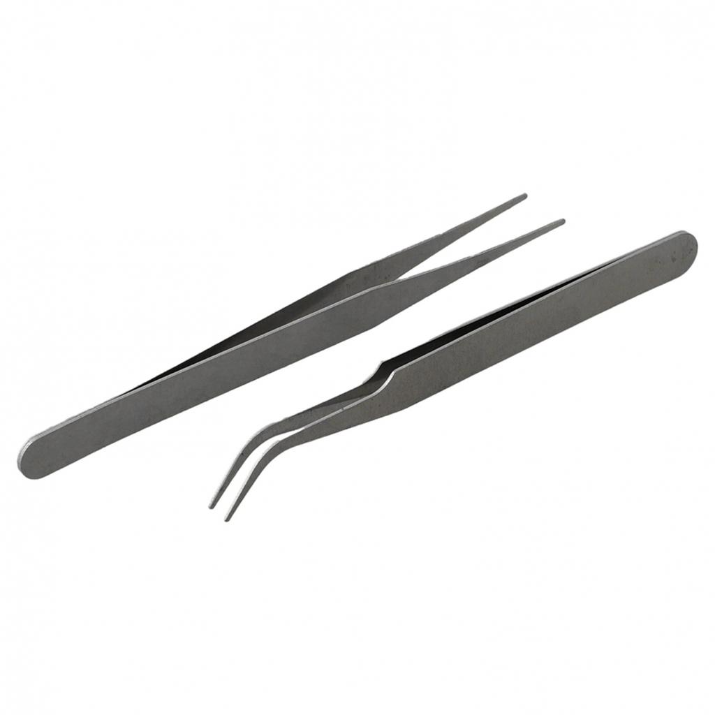 2pcs Tweezers Tip Tweezers Anti-magnetic Curved Straight