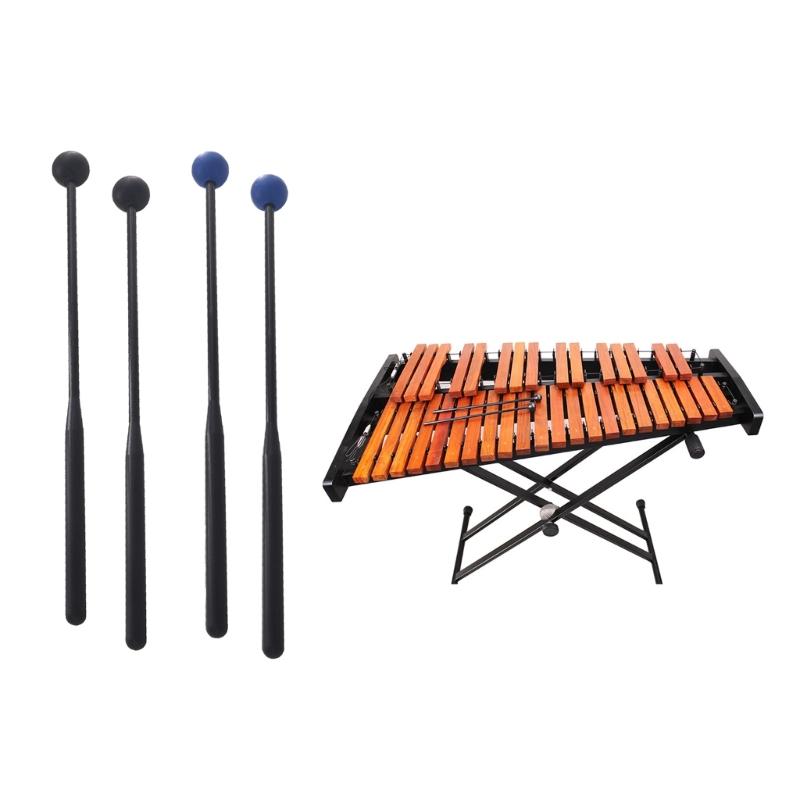 1 Pair Plastic Handle Rubber Ball Drumstick Marimba Mallet Percussion Musical Instrument Accessory Beginner Training Set