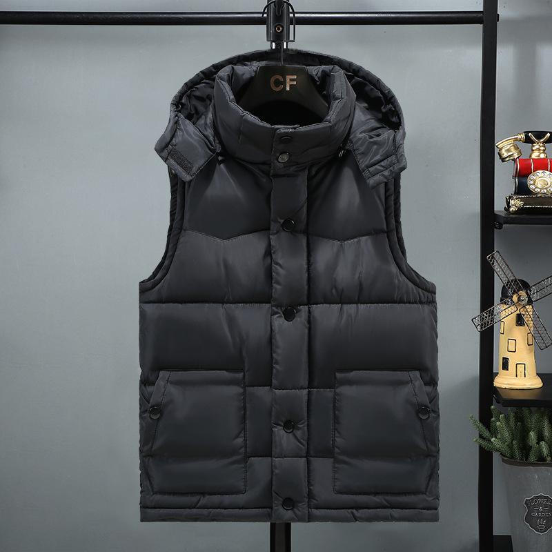 

Мужской жилет без рукавов с несколькими карманами, большой размер, теплый жилет, утолщенный с капюшоном XS