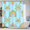 Brighten Your Bath With This Cheerful Sunflower Shower Curtain! Featuring A Fun Mix Of Pastel Colors Including Pink, Green, Yell