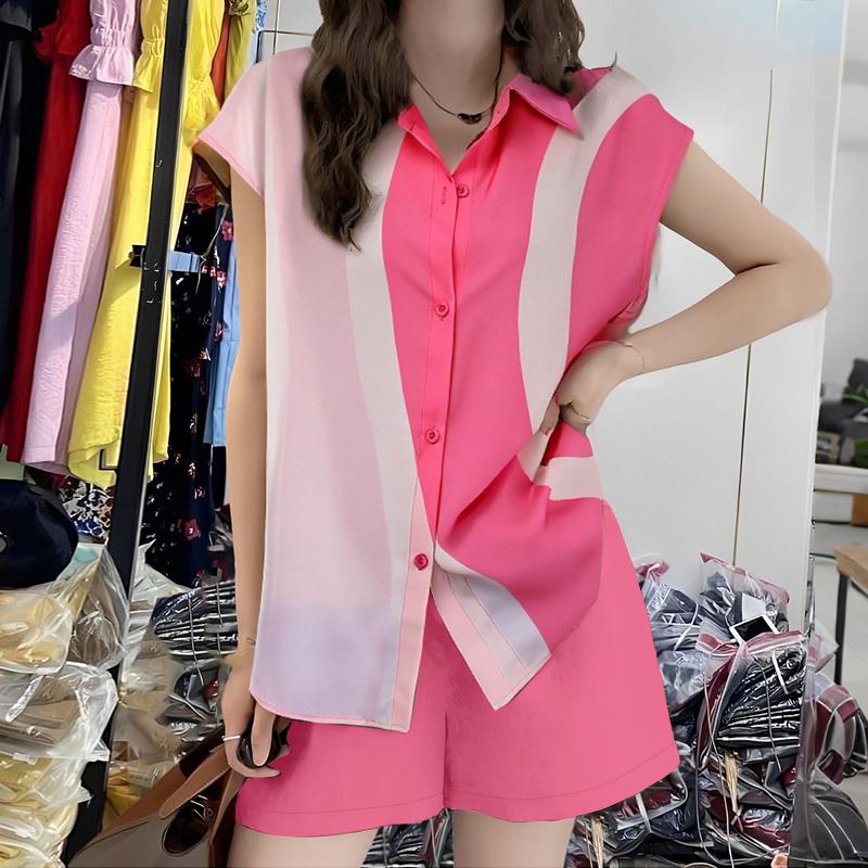 ZANZEA Women Print Shirt and Shorts Summer Two Piece Suit Sets