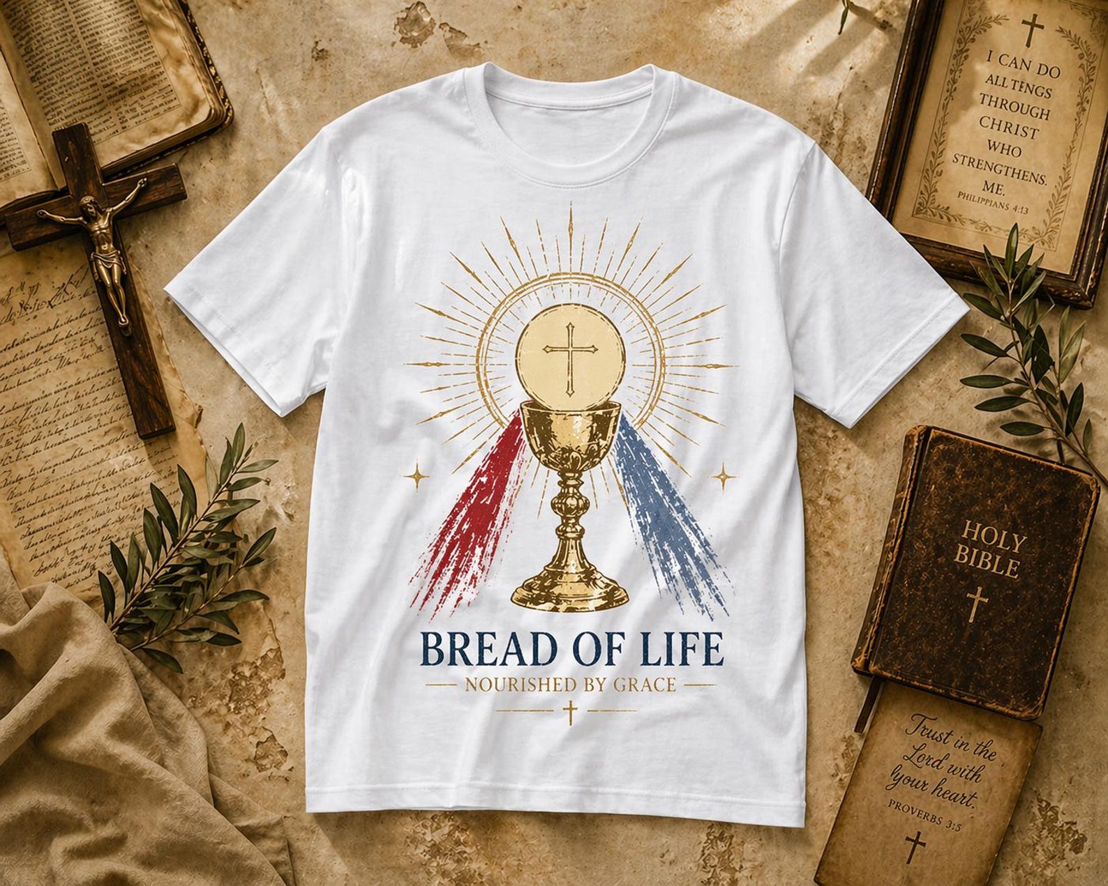 Bread of Life Eucharist Shirt – Christian Vintage Chalice Faith T-Shirt L