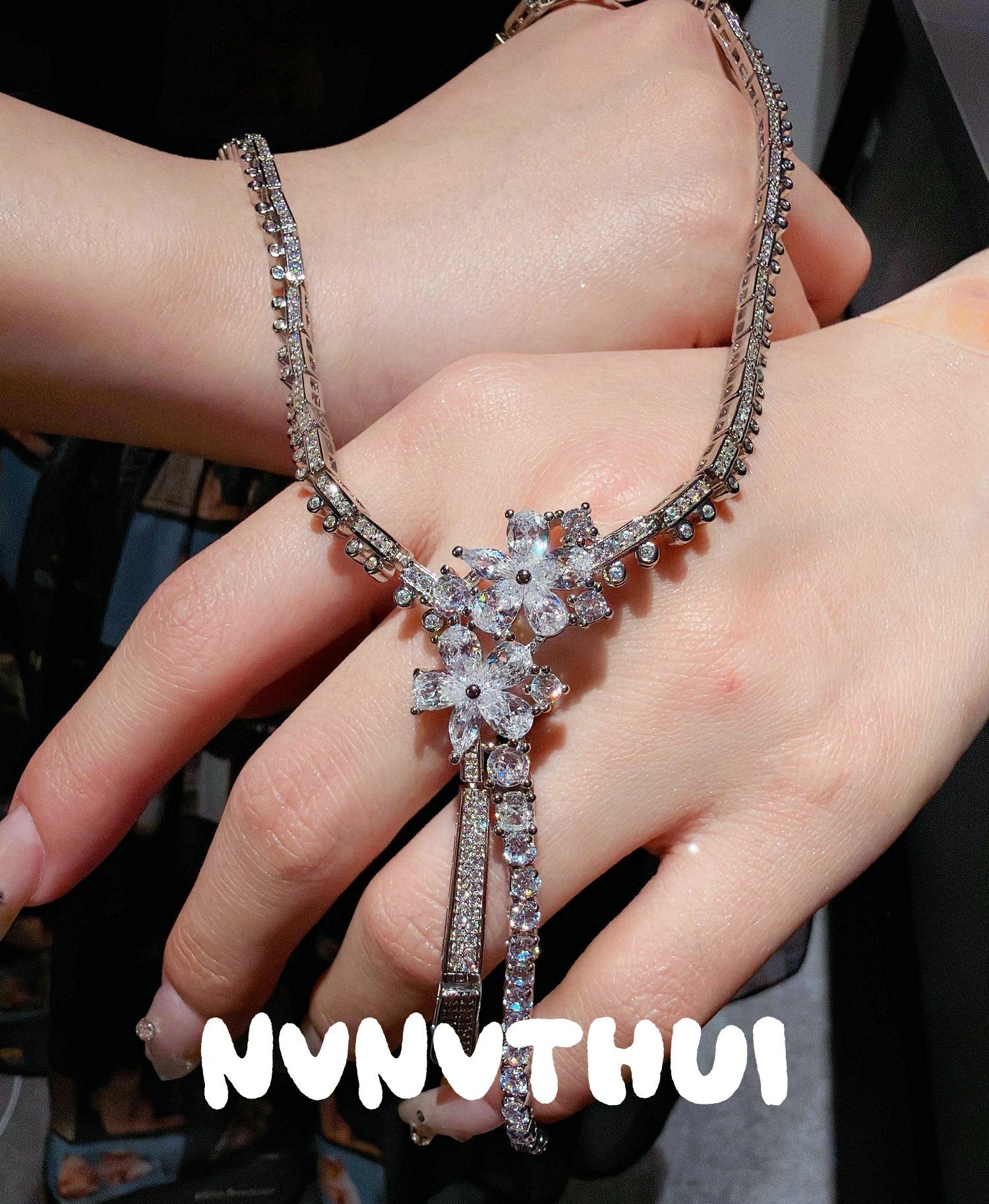 Украшения, Ожерелье с бахромой и драгоценными камнями «Цветок Галактики Лунной Россыпи», Банкетное Высококачественное Богатое Цветочное Искрящееся Алмазное Ожерелье