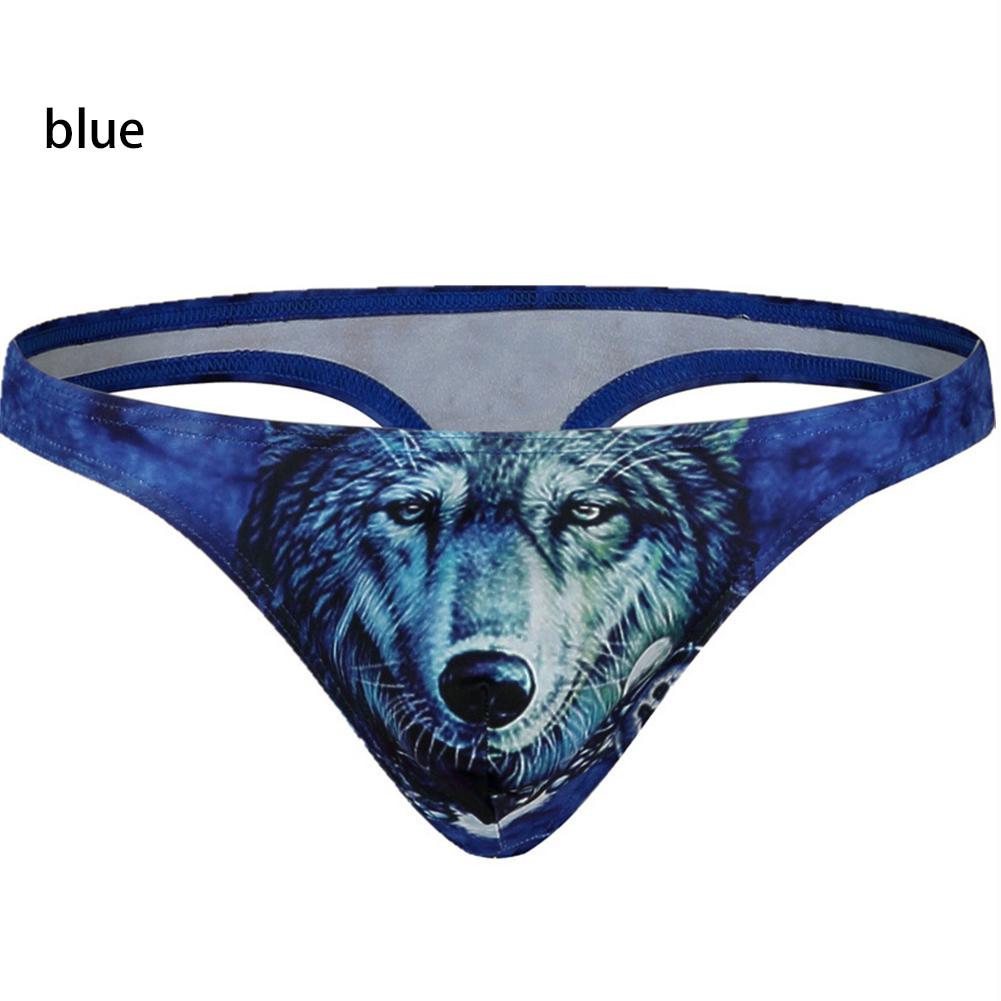 3D Animal U Bulge Print Men's Pouch Convex G-string Thongs Low Rise Underwear