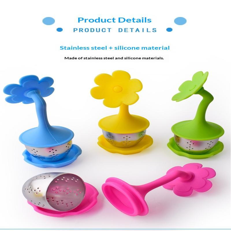 Silicone Loose Leaf Tea Infuser Food Safe Silicone Handle Stainless Steel Filter For Home Office Travel Tea Making