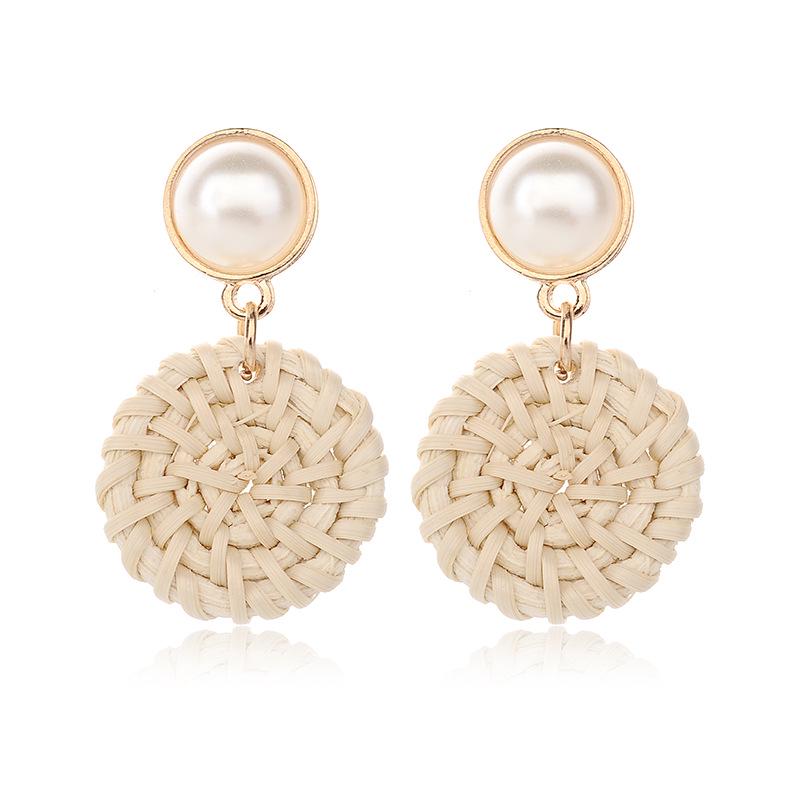 European-American Fashion Pearl Woven Stud Earrings