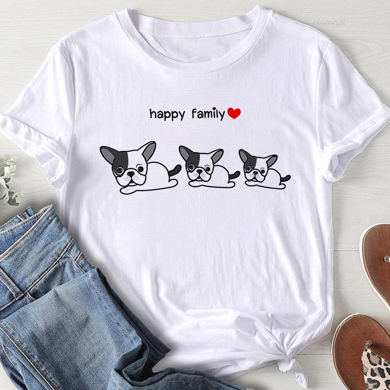 

Teacup Dog Cute Cartoon Pattern T-Shirt Funny Printing Harajuku Womens Summer Round Neck Short Sleeve High Quality Tee Shirt Top XXXL білий