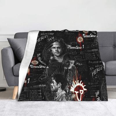 Sam Winchester Dean Winchester Castiel Blanket Cover Velvet Supernatural Movie Wings Thin Throw Blankets for Bedroom Sofa Quilt