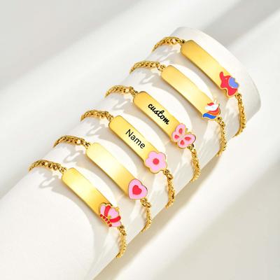 Vnox Free Custom Name Bracelets For Little Girls, Stainless Steel Anti-allergy Baby Jewelry Daily Wear