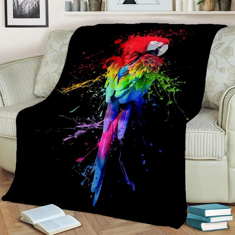3D Colorful Macaws Parrot Birds Blanket,Soft Throw Blanket for Home Bedroom Bed Sofa Picnic Travel Office Rest Cover Blanket Kid