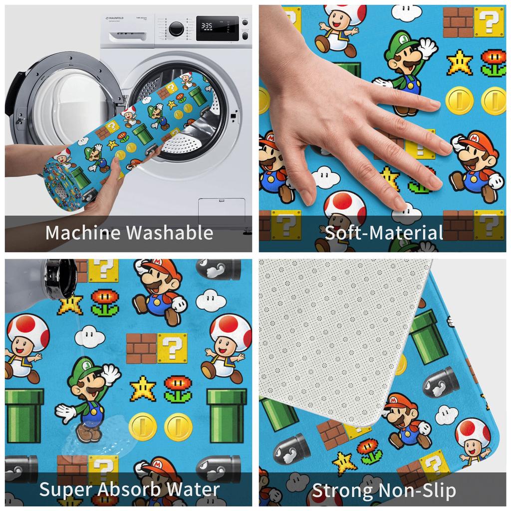 M-Marios Super Bros Doormat Anti-Slip Entrance Bath Kitchen Door Floor Mats  Garden Carpet Rug
