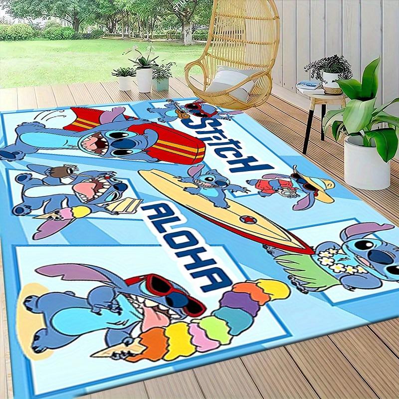 1pc Stitch Cartoon Carpet, 100% Polyester, Non-slip, Machine Washable, Waterproof, Outdoor Yard and Garden Decor, Home and Bedroom Decorative
