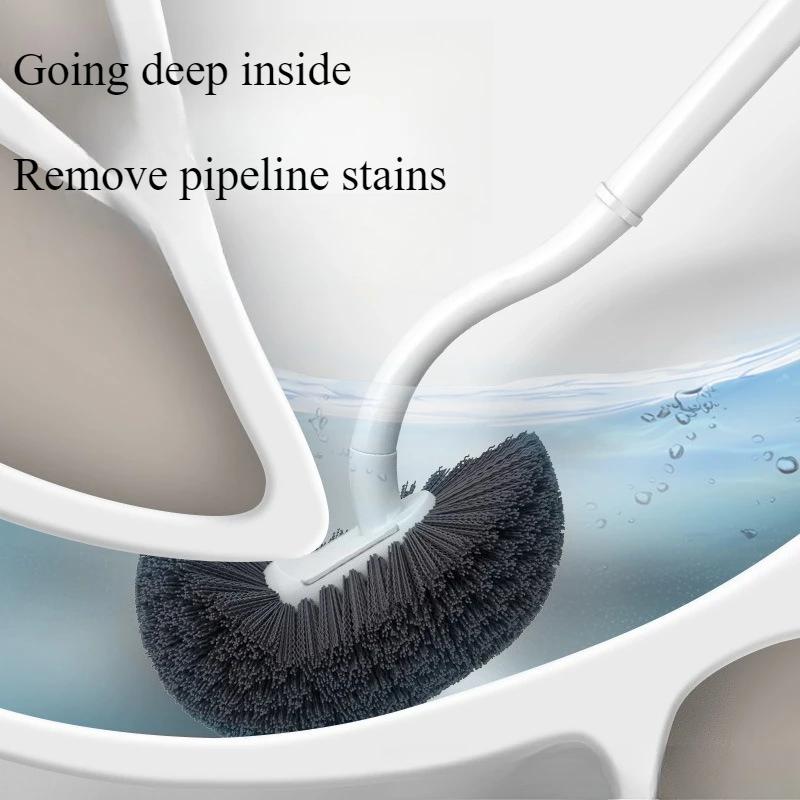 S-type Bathroom Wall-mounted Toilet Curve Brush Bent Head Corner Gap Brush Soft Hair Household Items Cleaning Tools Accessories