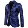 Men's Court Style Dark Grain Design Fashion One Button With Slim Suit