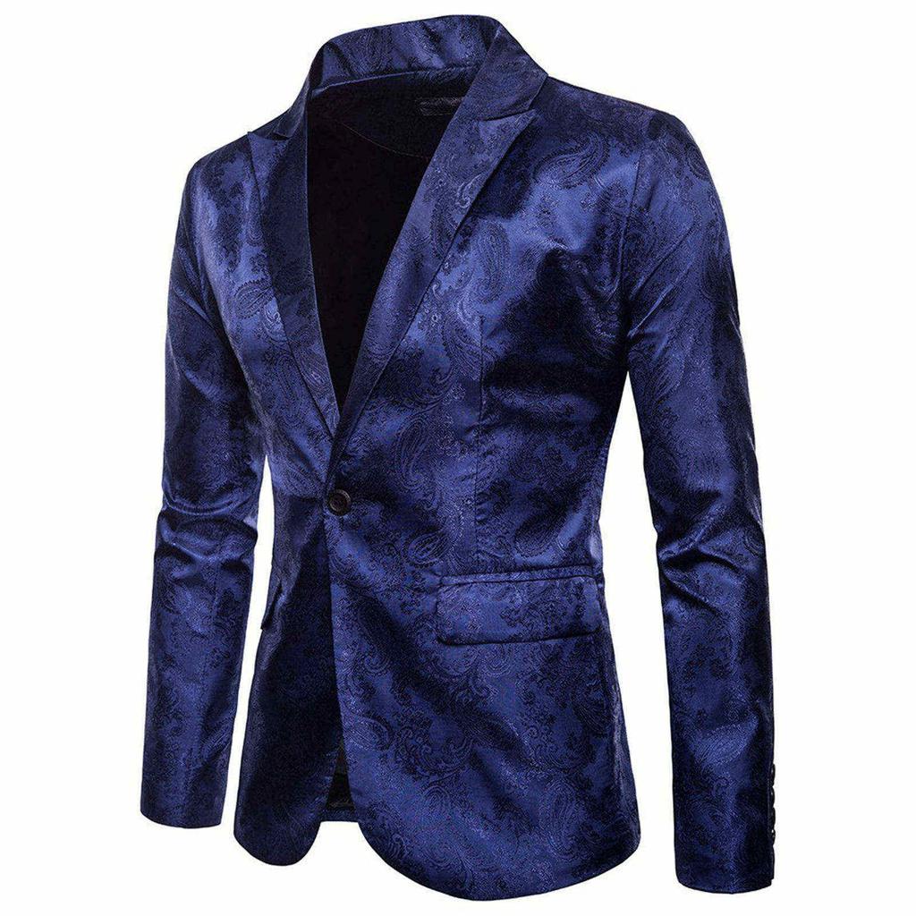 Men's Court Style Dark Grain Design Fashion One Button With Slim Suit