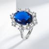 New Colorful Treasure Blue Gemstone Pigeon Egg Three-piece Luxury Set with Diamond Necklace Ring Earrings