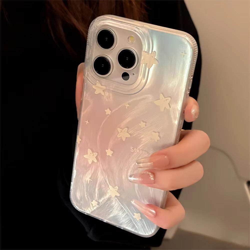 Fashion Laser Gradient Star Phone Case For iPhone 17 16 15 14 13 12 11 Pro Max Plus 16E 17 Air XS Max X XR Back Cover