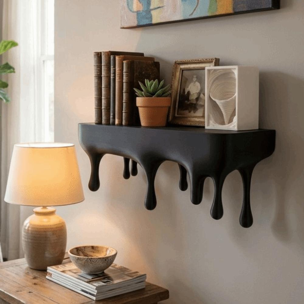 Plastic Melting Wall Shelf Wall-Mounted Display Stand Unique Drip Floating Shelf Bedroom Decor