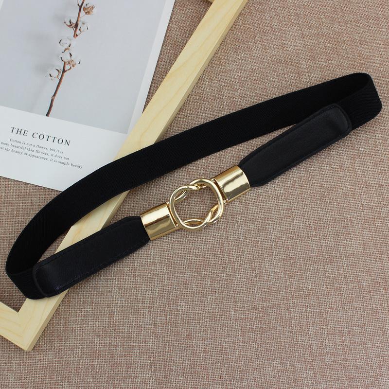 Elastic Belts Women Dress Belt Fashion Thin Female Waist Belt With Metal Buckle EMA