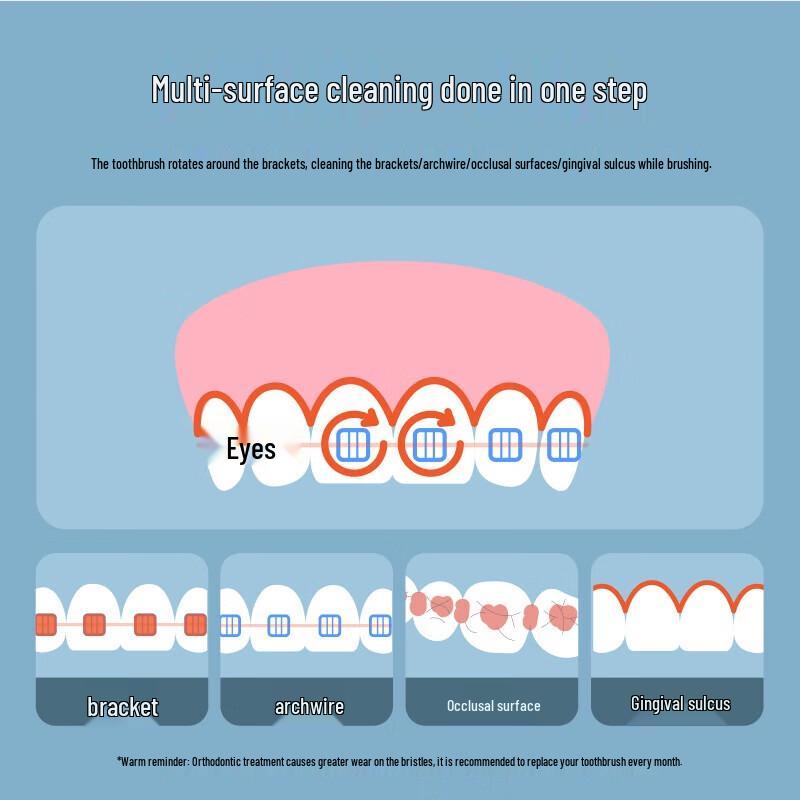 Dr. Bei Orthodontic U-Groove Fluoride Toothbrush CN Plug (adapter Included)