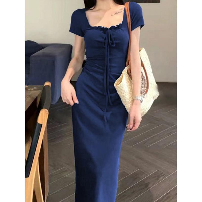 

Elegant French Style Short Sleeve Bodycon Mermaid Maxi Dress for Summer 2025 2XL