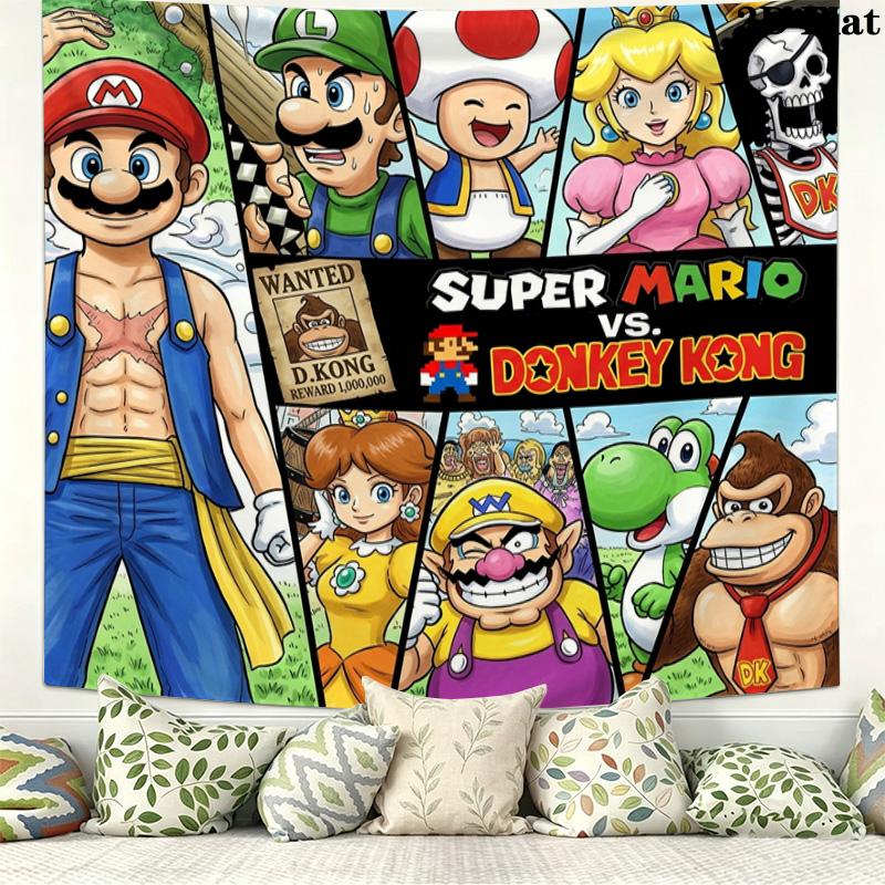 Super Mario Poster Wall Tapestry Aesthetic Wall Hanging Printed Fabric Blanket Decorative Tapestries For Bedroom Living Room Home Decor