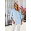 Summer Women T-shirt New Solid Color V-Neck Mid Sleeve Loose Short Sleeve Top