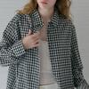 Elssibeui Gauze Gingham Check Shirts_Black