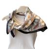 Floral Print Pastoral Silk Scarf, Elegant Shawl, Versatile Neck Tie Small Square Scarf, Headscarf for Women