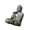Buddhas Stone Figurine Sculpture with Tealight Slot Incenses Holder Spiritual Decors Meditation Statue Desktop Ornament