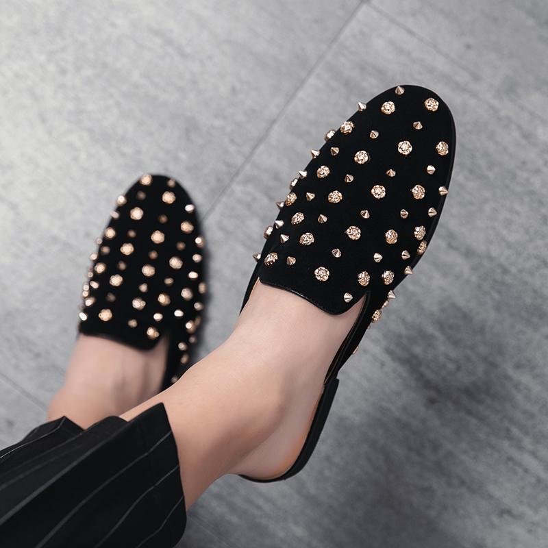 European Station Men Half Slippers Men's Summer Trendy Fashion One Step Indoor Casual Shoes British Style Size 38-44 Men  Slippe