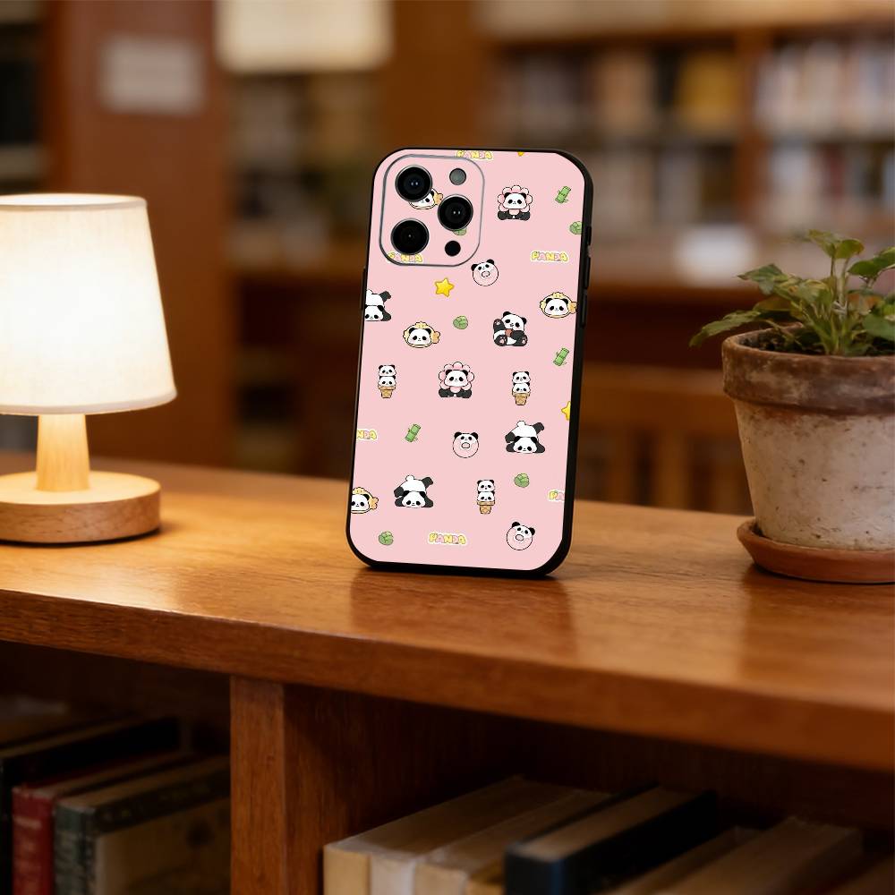 Chibi Panda Phone Case Silicone Soft For IPhone 17 16 15 14 13 12 11 X XR Plus Pro Max Plus iPhone14Plus