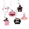 Halloween Hanging Swirl Decorations Set with Pumpkin Ghost Witch Cat Cauldron and Haunted House Party Hanging Swirls for Indoor Outdoor