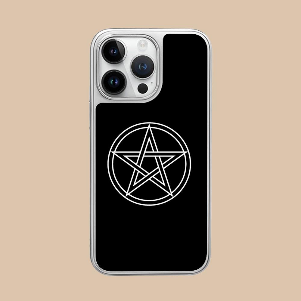 Aesthetic Pentagram Phone Case for iPhone 17 16 15 14 13 12 11 Air Pro Max Plus Electroplated Silver Cover