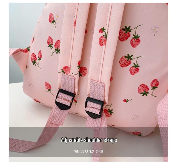 Nuovo Set Zaino Scolastico a Tre Pezzi Cartoon Fragola Grande Capacità 2026 - Resistente all'Usura, Carino, Borsa a Spalle Doppie Casual