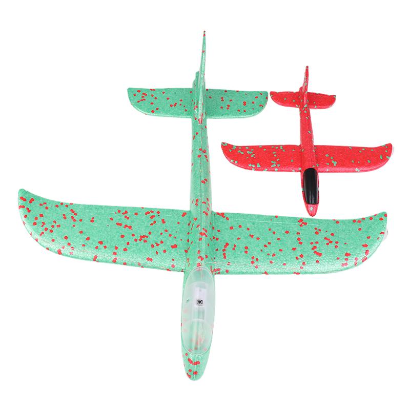 1 Set Outdoor Game Aircraft Model 24/48Cm Foam Plane Kits Flying Glider Toy With Led Light Hand Throw Airplane Toys For Kids