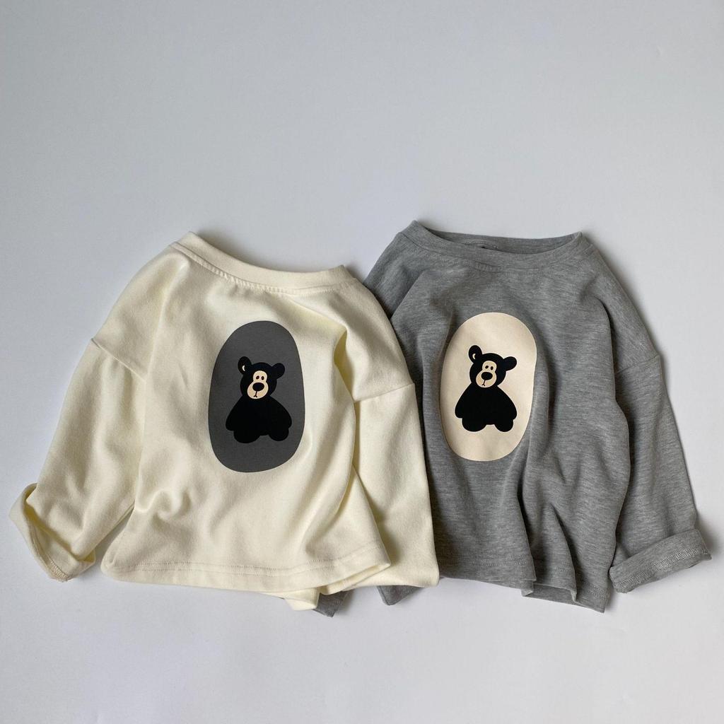 GL-kids Korean Style Autumn Cartoon T-shirt: Loose, Thickened, Easy-Match Long Sleeve for Boys and Girls