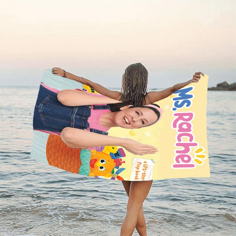1pc Ms Rachel3 Beach Towel, Beach and Seaside Swimming Pool Equipment, Fashion Pattern, Rectangular, Travel Essentials