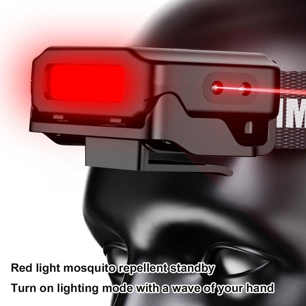 Super Bright Headlamp fishing Clip-on Cap Light Intelligent sensing&mosquito repellent Outdoor Red Light Headlamp for fishing
