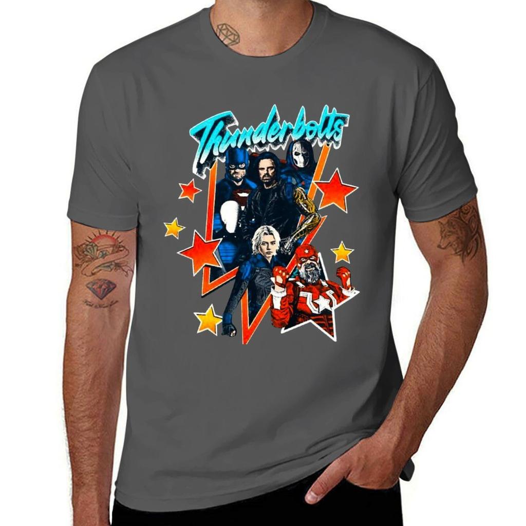 Thunderbolts Retro Style Posterart T-Shirt Basic Crew Neck Short Sleeve Top