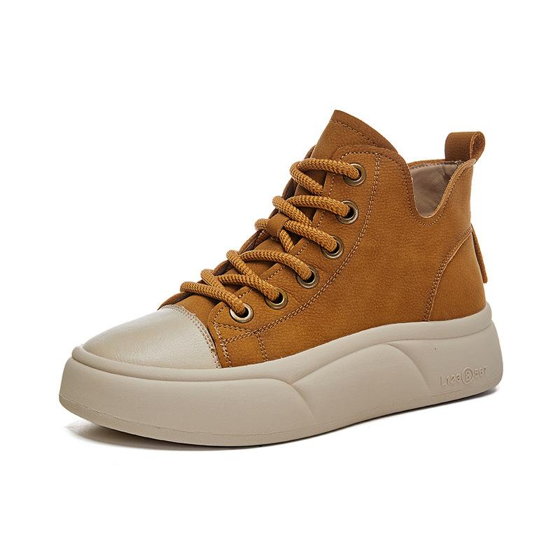 High-top women's shoes 2025 autumn new shoes women's shoes versatile platform-soled single shoes casual sports little white shoes women