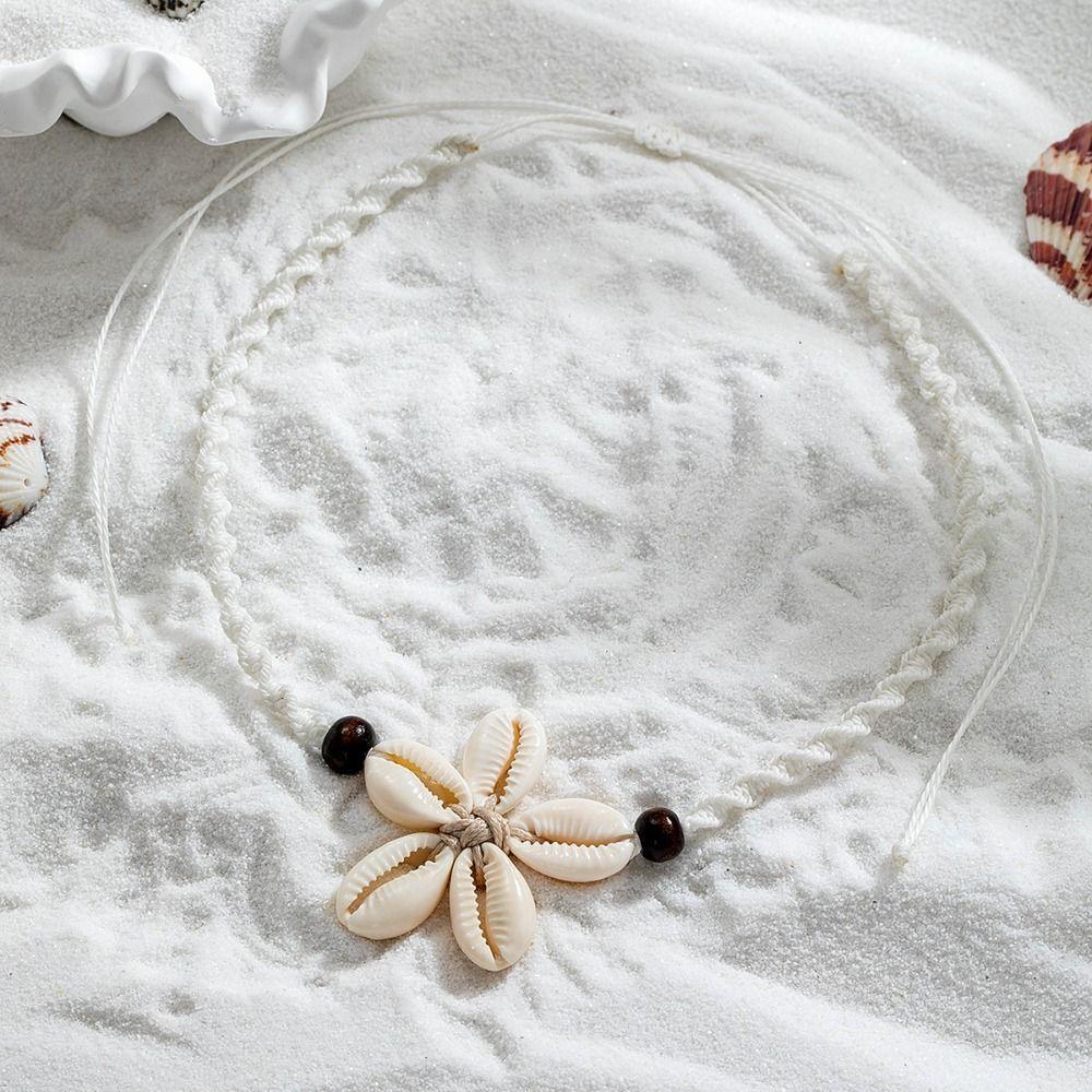 chic Geometric Woven Necklace Shell Bohemian Style Clavicle Chain Rope Woven Short Choker Necklace