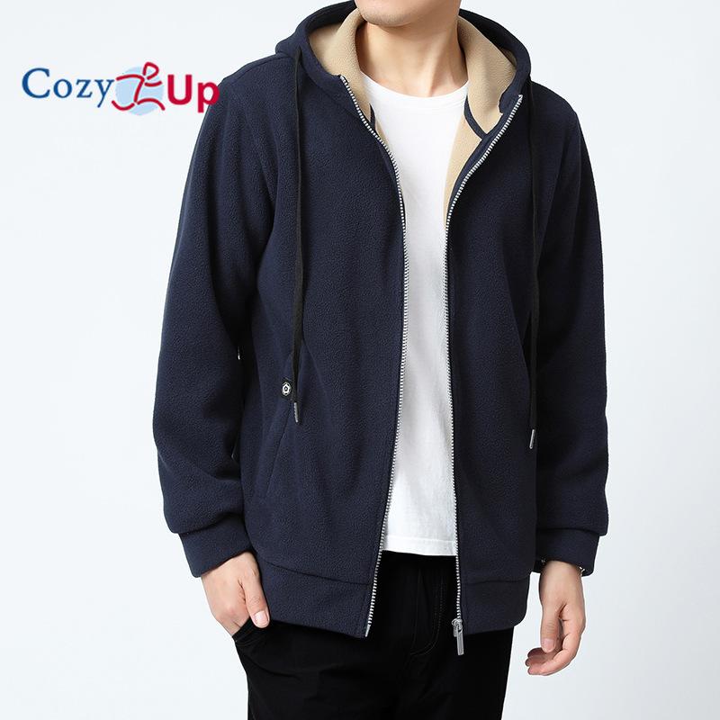 Cozy Up Men's Fleece Hoodie Sherpa Jacket Full Zip Warm Fuzzy Windproof Winter Coats Hooded Outwear