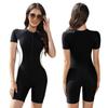 Womens Modest Full Coverage One-Piece Swimsuit With Tummy Control UV Protection Short Sleeve Plus Size Available