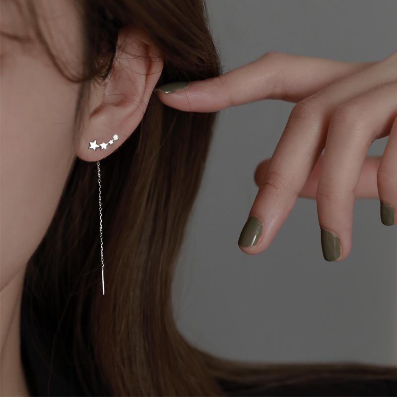 2023 Women's Tassel Star Stud Long Meteor Earrings - Dainty Thread Design