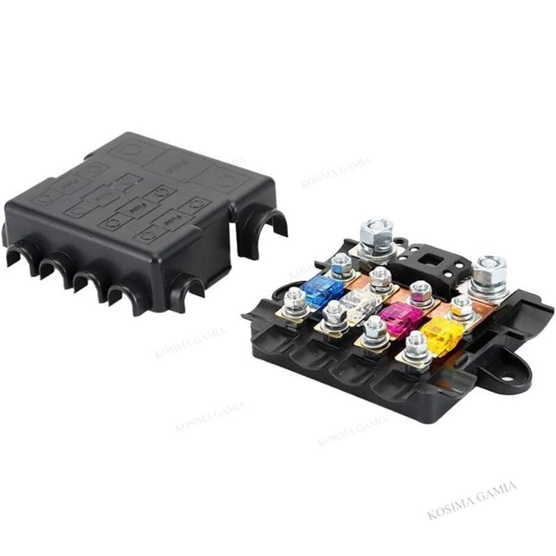 

12V 24V 5-Way Auto Marine Auto Mega Midi Fuse Box Power Distribution Made Copper Plastic for Car Automotive Marine Applications