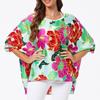 Plus Size Floral Chiffon Tunics Blouses for Women Batwing Summer Boho Shirts Beach Cover Ups